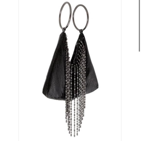 Whiting & Davis Handbags - Whiting & Davis Black Mesh Fringe Bracelet Bag